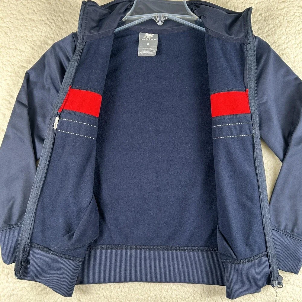 New Balance Track Jacket Youth 8 Blue Red Colorblock Full Zip Stand Collar
